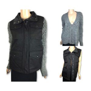 Candela Cruz New Vest Sweater Jacket 2 Piece Combo Black/Gray MSRP $352